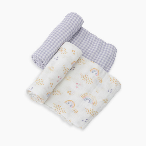 Little Unicorn Deluxe Bamboo Swaddle (2 Pack) - Rainbow Gingham