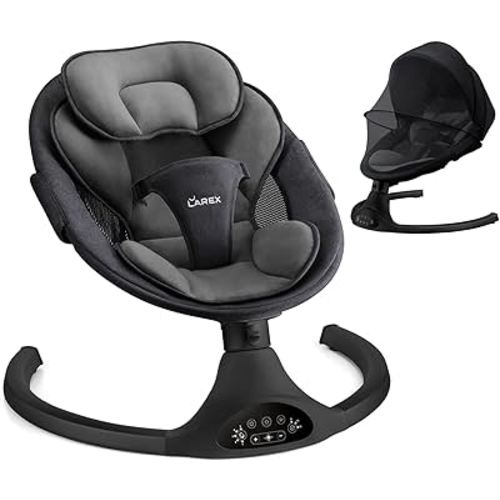 LAREX Baby Swing Infant Swing Electric Toddler Baby Rocker Portable for Newborn Boy Girl, 5 Sway Speeds with Remote Control, 10 Preset Melodies and Bluetooth, 0-6 Months Max 20 Lbs