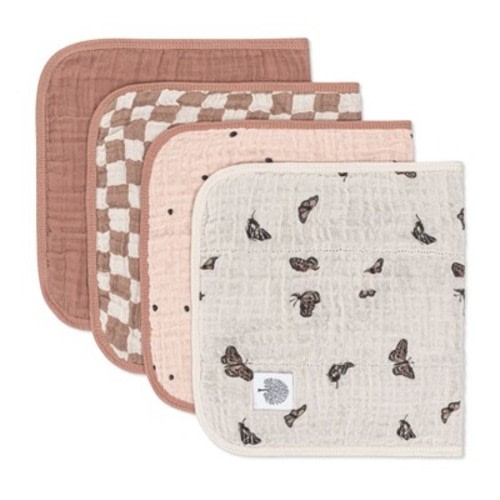 Parker Baby Co. 4 Pack Muslin Cotton Burp Cloths - Butterfly