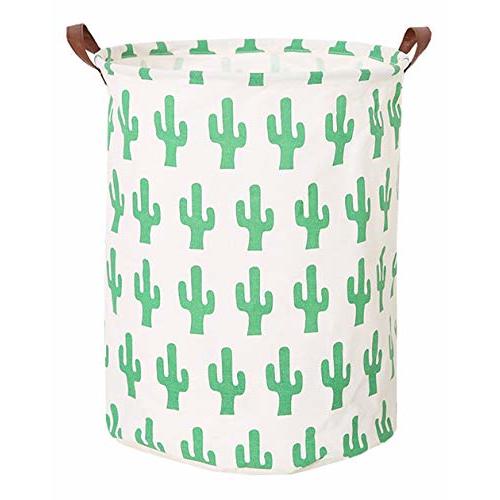 CLOCOR Large Round Storage Bin Collapsible Cactus Storage Basket Clothes Laundry Hamper Toy Bins Gift Baskets (Cactus)