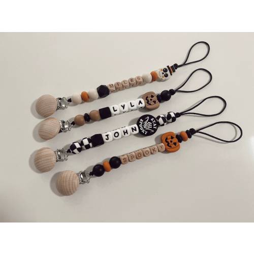 Halloween Personalized Custom Pacifier Clip | Custom Baby Name | Personalized Baby Gift | Baby Shower | Newborn Gift | Pumpkin | Spooky