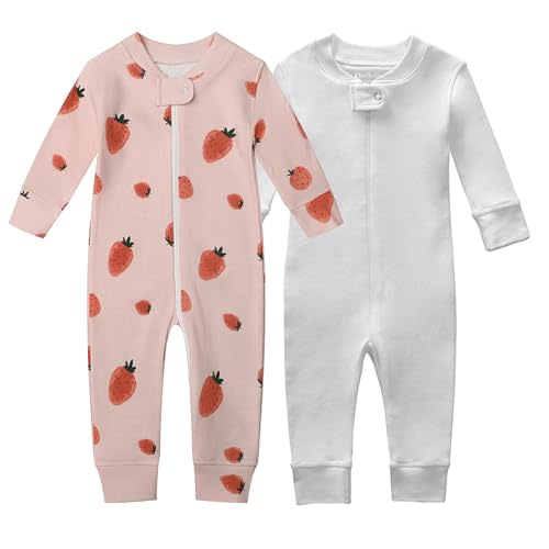 Owlivia Organic Cotton Baby Boy Girl Zip up Sleep 'N Play Pjs, Footless, Long Sleeve