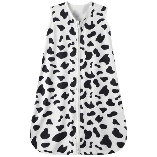 Baby Sleep Sack 6-12 Months Baby Wearable Blanket 100% Rayon Cotton 2-Way Zipper Toddler Sleeping Sack,Comfy Soft Lightweight TOG 0.3(Cow Print)