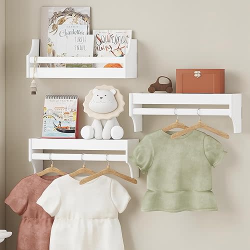 UTEX Floating Nursery Book Shelves Set of 3, Baby Hanging Bookshelves for Wall Decor and Storage, Wall Mounted Book Shelf for Kids Room, Nursery, Playroom, Bedroom, 16.3 Inch