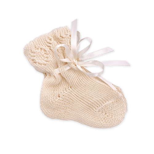 Ivory Knitted Newborn Baby Socks - Baboushkini