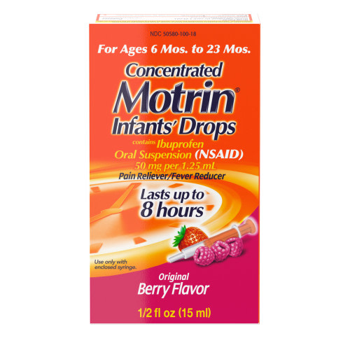 Infants' Motrin Concentrated Ibuprofen Drops, Baby Pain Reliever, Liquid Fever Reducer, Berry Flavor, .5 oz