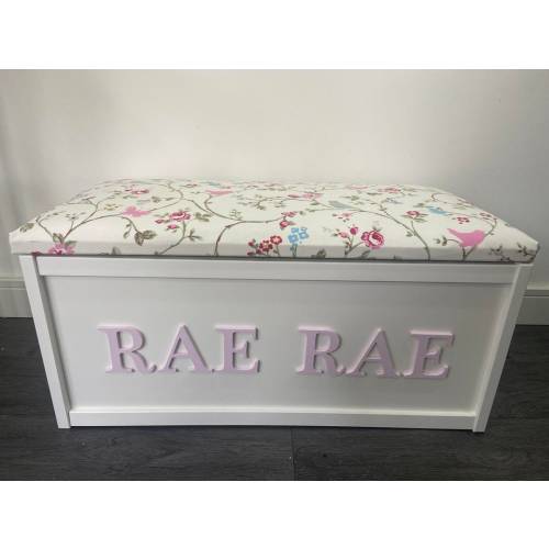 Personalised toy box with lift off lid, can be used as a seat, lovely gift or nursery furniture/blanket box. Add your child's name.