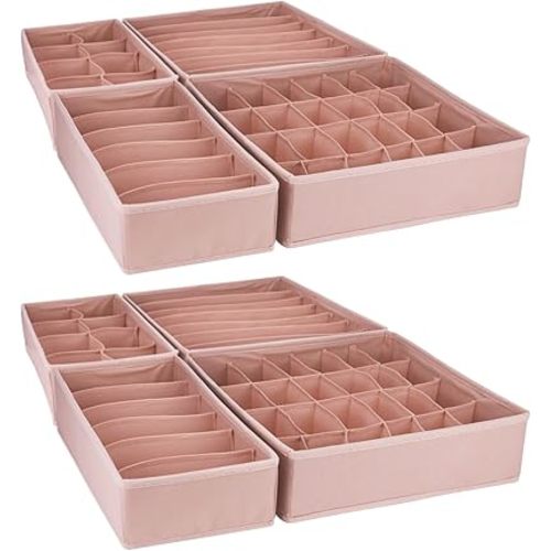 8 Pack Dresser Drawer Organizer Clothes Underwear Sock dusky pink Drawer Organizer Bins Fabric Foldable Organizer Storage Box Closet Cloth Drawer Dividers Closet Underwear Organizer Drawer
