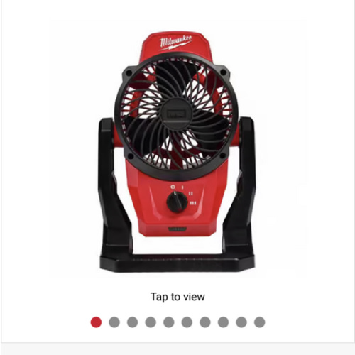 Milwaukee M12 13 in. H X 6 in. D 3 speed Cordless Jobsite Fan