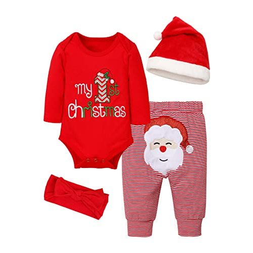 Abbence Baby Girl Boy Christmas Outfit My 1st Christmas Baby Boy Infant New Year 4 Pcs Set