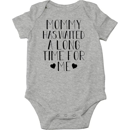AW Fashions Mommy Has Waited A Long Time For Me Baby Bodysuit Funny Cute Unisex Newborn Outfit Boys Girls