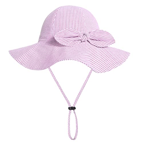Baby Girl Sun Hat with UPF 50+ Outdoor Adjustable Beach Hat with Wide Brim Bucket Hats