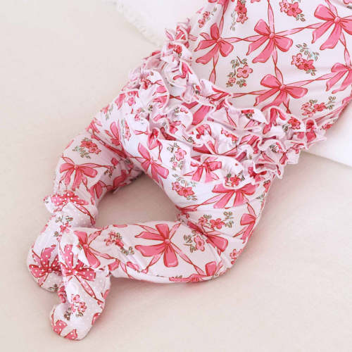 Bow Besties Ruffle Zipper Footie | Caden Lane