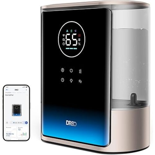 Dreo 8L Smart Humidifiers for Bedroom 600ft², 80H Runtime Warm&Cool Supersized Mist Humidifier for Large Room Indoor, Quiet Whole House humidifier for Baby, Plants, with Alexa/Google, Starlight,HM717S