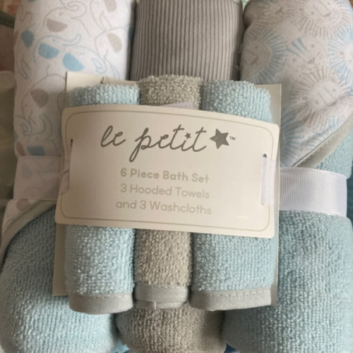 Le Petit 6 Piece Baby Bath Set 3 Hooded Towels & 3 Washcloths