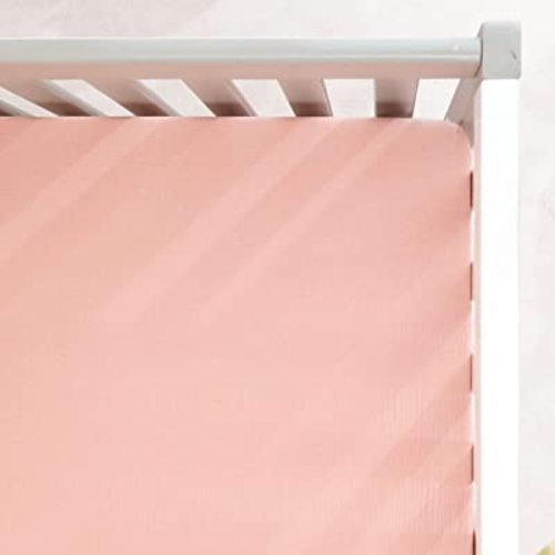 GRSSDER Soft Muslin Crib Sheet 1 Pack, 100% Cotton Crib Sheets for Girls, Fit Standard Crib Mattresses 52" x 28" Safe and Snug, Blush Pink