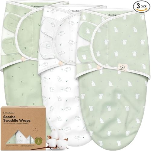 3-Pack Organic Baby Swaddle Sleep Sacks - Swaddles for Newborns, Infant 0-3 Months, Baby Girls, Boys, Soft & Snug Newborn Sleep Sack, Nursery Swaddling Blankets (Bunnies, XS)