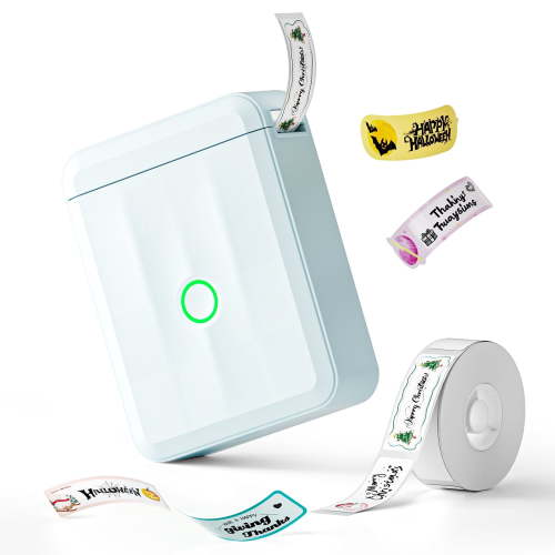 NIIMBOT Label Maker D110 Upgraded Mini Portable Label Printer Inkless Labeler Sticker Bluetooth Rechargeable Thermal Label Maker Machine with Tape(Blue)