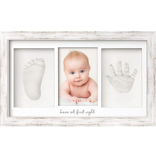 KeaBabies Baby Hand and Footprint Kit - Clay Handprint Keepsake Frame, Newborn Nursery Picture Frame, Personalized New Mom Gifts for Baby First Christmas Shower (Vintage White)