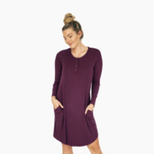 Kindred Bravely Betsy Bamboo Henley Nursing Nightgown - Burgundy, Small