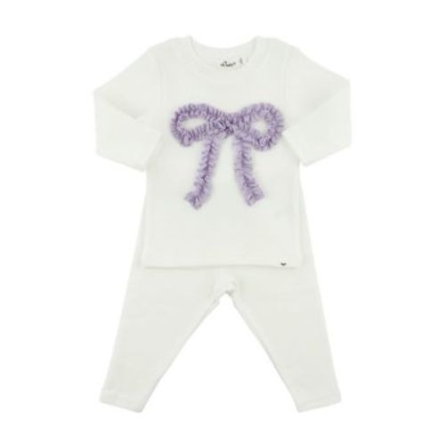 Girls' Ruffle Bow Sparkle Applique 2-Piece Top and Pant Set - Baby