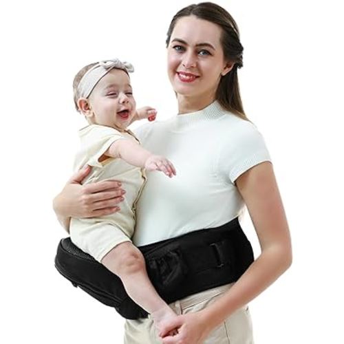 Baby Hip Carrier-Hip Carrier for Baby, Ergonomic Baby Carrier with Hip Seat, Baby Hip Seat Carrier with Adjustable Waistband & Multiple Pockets, Hip Carrier for Toddlers & Newborns up to 45lbs