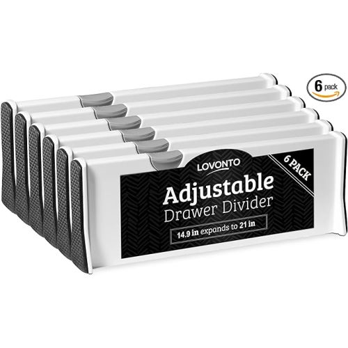 Adjustable Drawer Divider Organizer, Expandable Dresser Organizer For Bedroom, Nursery, (14.9"-21" Long, 4.13" Height - 6 Pack) Kitchen Drawer Divider + Free Scented Sachet