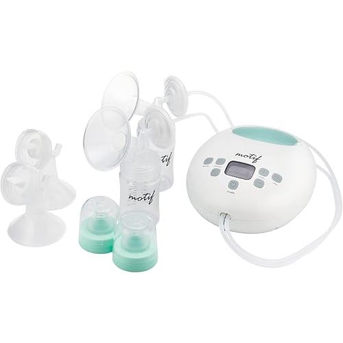 Motif Medical Luna with Battery Double Electric Breast Pump, Portable Breast Pump with Battery - Easy to Use, Quiet Motor, Built-in LED Night Light