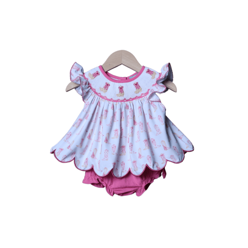 Smocked Cowgirl Boots Bloomer Set