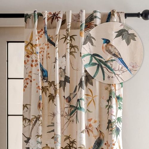 Maison d'Hermine Curtains for Living Room 100% Cotton 84 inch Length One Panel Window Curtains for Bedroom with Loop & Rod Pockets - Hokuzai Beige, 50" W x 84" L
