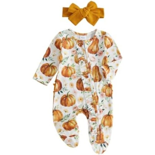 Kuriozud Newborn Baby Girl Clothes Footie Romper Infant Sleeper Outfit