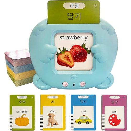 Korean-English Talking Flash Cards for Kids 112 PCS, Learn Korean Alphabet, Words and Pronunciation, Korean Language Learning Toys for Beginners