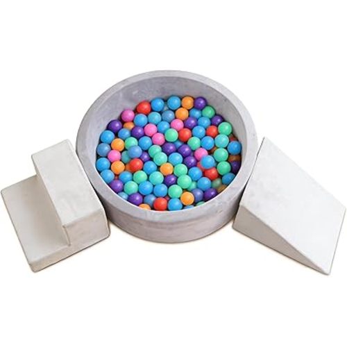 35.4" Baby Ball Pit for Toddlers with Foam Climbing Blocks, 3-Piece Toddler Climbing Toys Indoor, Climbing Toys for Toddlers 1-3 Inside, Soft Play Set for Kids (Ball Pit, Stair, Slope)