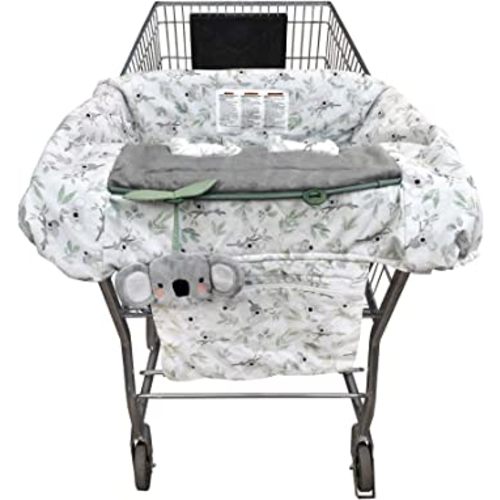 Boppy Preferred Shopping Cart and High Chair Cover with Storage Pouch,Gray Green Koala with Changeable SlideLine Toy,Plush Minky Seat,2-point Safety Belt,Wipeable and Machine Washable,6-48 months