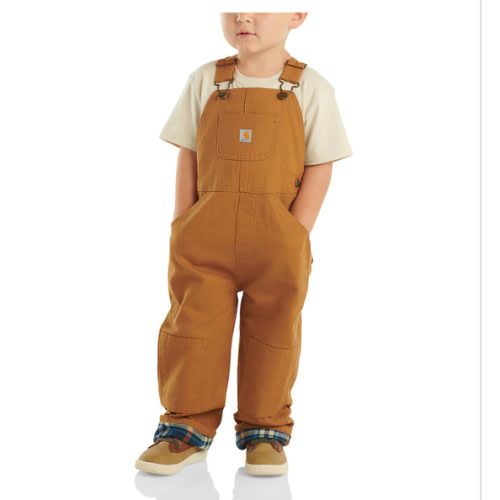 Kids' Canvas Bib Overall Flannel-Lined (Baby/Toddler) | Fall Layering Clothing Essentials | Carhartt