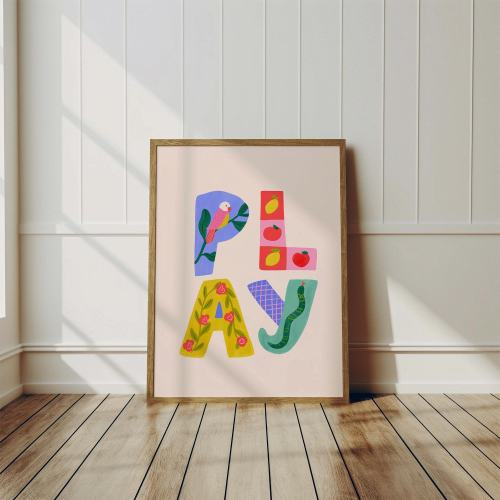 Printable Play Poster for Kids Bedroom, Nursery or Playroom. Children's Playgroup Decor. Digital Download