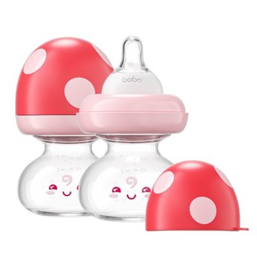 YOHKOH 2.7oz Anti-Colic Glass Baby Bottles,Red,for 0m+ Newborn Baby,2-Pack