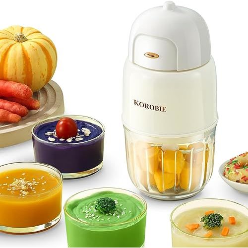 KOROBIE Baby Food Maker - Mini, White; Baby Food Processor for Fresh & Nutritious Meals; Blends Fruits, Veggies, Meats; Easy to Use & Clean; BPA-Free, Dishwasher Safe