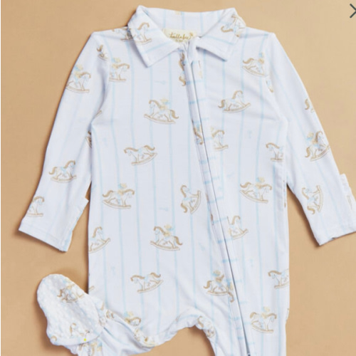 Vintage Rocking Horse Polo Footie in Blue | Tullabee