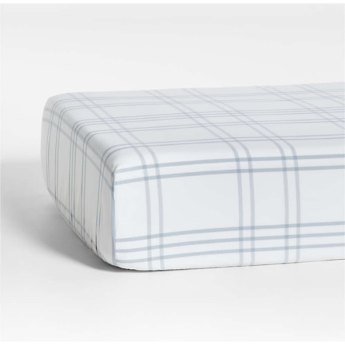 Stax Mist Blue Yarn-Dyed Organic Cotton Baby Crib Fitted Sheet
