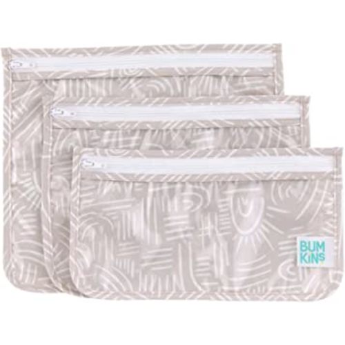 Bumkins Travel Bag, Toiletry, Baby, TSA Approved Pouch, Zip Bag, Quart Size Airline Compliant, Clear-Sided, Diaper Bag Organization, Makeup, Accessories, Set of 3 Sizes, Desert Boho