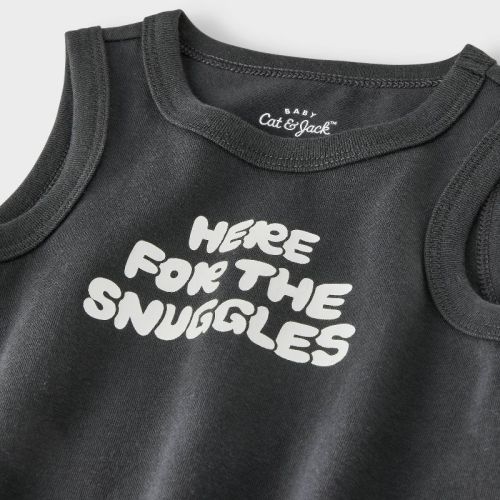 Baby Here For The Snuggles Romper - Cat & Jack™ Black Newborn