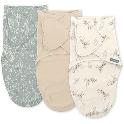 SwaddleMe by Ingenuity Monogram Collection Baby Swaddle, 100% Cotton, Improves Sleep & Calms Startle Reflex, 0-3 Months, Pocket Fold Design for Easy Changes, 1.0 TOG, 3-Pack - Born Free