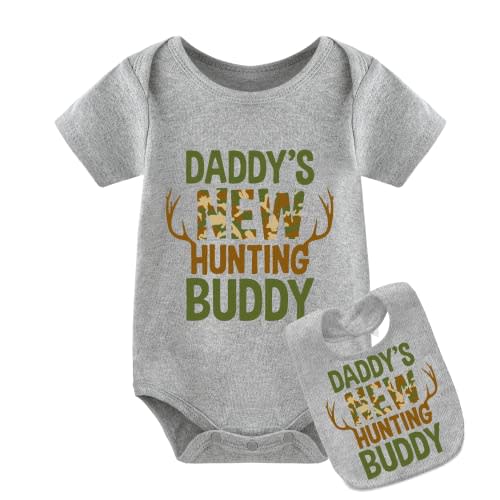 YSCULBUTOL Baby Twins Toddler Baby Boys Outfit DADDY´S NEW HUNTING BUDDY Newborn Clothing Baby Romper