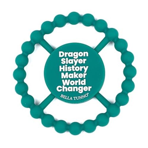 Bella Tunno Happy Teether – Soft & Easy Grip Baby Teether Toy, Silicone Teether Ring to Help Soothe Gums, Non-Toxic and BPA Free, Dragon Slayer