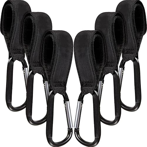 6 Pack Baby Stroller Hooks for Hanging Diaper Bags Stroller Clips for Bags Multipurpose Hooks for Grocery Shopping Bags Stroller Accessories Pram Buggy Clips Straps Hook
