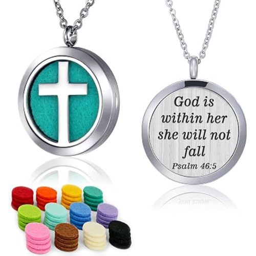 Essential Oil Necklace Diffuser Family Tree of Life Cross Necklace Pendant Aromatherapy Locket