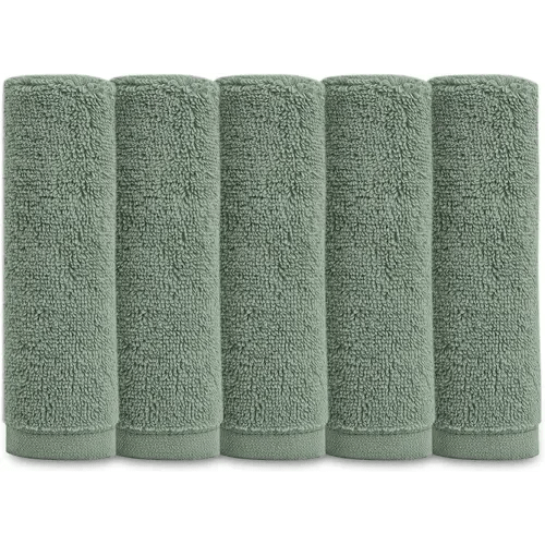 Natemia Organic Baby Washcloths – 12”x 12” Soft Cotton Baby Towels – Pack of 5 Multipurpose Baby Reusable Wipes for Infants, Toddlers and Parents