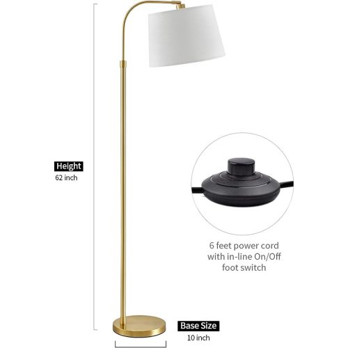 Oneach 62" Gold Floor Lamp for Living Rooms Tall Arc Standing Lamps for Bedrooms Industrial Corner Nursery Girls Kid Vintage Mid-Century Modern Reading Light Office Antique Brass Shade Lantern