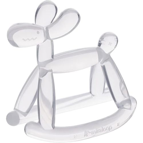 Teething Toy for Baby, Jellydog Never Drop Food Grade Silicone Rocking Teether, Prevent Choking & Odorless, Less Dust and Hair Adhesion, Baby Gift, Clear